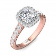 FlyerFit® 14K Pink Gold Shank And White Gold Top Micropave Halo Engagement Ring