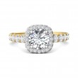 FlyerFit® 18K Yellow Gold Shank And White Gold Top Micropave Halo Engagement Ring