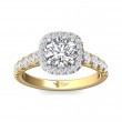 FlyerFit® 18K Yellow Gold Shank And White Gold Top Micropave Halo Engagement Ring