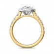 FlyerFit® 18K Yellow Gold Shank And White Gold Top Micropave Halo Engagement Ring