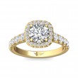 FlyerFit® 14K Yellow Gold Micropave Halo Engagement Ring