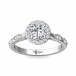 FlyerFit® 18K White Gold Micropave Halo Engagement Ring