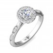 FlyerFit® 18K White Gold Micropave Halo Engagement Ring