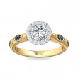 FlyerFit® 14K Yellow and 14K White Gold Micropave Halo Engagement Ring