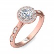 FlyerFit® 14K Pink Gold Micropave Halo Engagement Ring