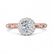 FlyerFit® 14K Pink Gold Shank And White Gold Top Micropave Halo Engagement Ring