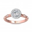 FlyerFit® 14K Pink Gold Shank And White Gold Top Micropave Halo Engagement Ring