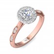 FlyerFit® 14K Pink Gold Shank And White Gold Top Micropave Halo Engagement Ring