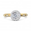 FlyerFit® 18K Yellow Gold Shank And White Gold Top Micropave Halo Engagement Ring