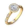 FlyerFit® 14K Yellow Gold Micropave Halo Engagement Ring