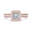 FlyerFit® 18K Pink Gold Micropave Halo Engagement Ring