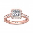 FlyerFit® 18K Pink Gold Micropave Halo Engagement Ring