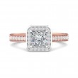 FlyerFit® 18K Pink Gold Shank And White Gold Top Micropave Halo Engagement Ring