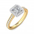 FlyerFit® 14K Yellow and 14K White Gold Micropave Halo Engagement Ring