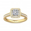 FlyerFit® 14K Yellow Gold Micropave Halo Engagement Ring