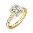 FlyerFit® 14K Yellow Gold Micropave Halo Engagement Ring