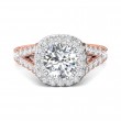 FlyerFit® 18K Pink Gold Shank And White Gold Top Split Shank Engagement Ring