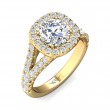 FlyerFit® 18K Yellow Gold Split Shank Engagement Ring