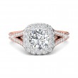 FlyerFit® 18K Pink Gold Shank And White Gold Top Split Shank Engagement Ring