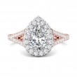 FlyerFit® 18K Pink Gold Shank And White Gold Top Split Shank Engagement Ring