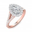 FlyerFit® 18K Pink Gold Shank And White Gold Top Split Shank Engagement Ring