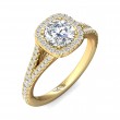 FlyerFit® 18K Yellow Gold Split Shank Engagement Ring