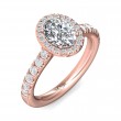 FlyerFit® 18K Pink Gold Micropave Halo Engagement Ring