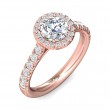 FlyerFit® 14K Pink Gold Micropave Halo Engagement Ring