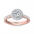 FlyerFit® 18K Pink Gold Shank And White Gold Top Micropave Halo Engagement Ring