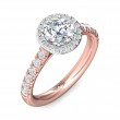 FlyerFit® 18K Pink Gold Shank And White Gold Top Micropave Halo Engagement Ring