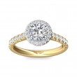 FlyerFit® 14K Yellow and 14K White Gold Micropave Halo Engagement Ring