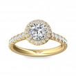 FlyerFit® 18K Yellow Gold Micropave Halo Engagement Ring