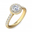 FlyerFit® 18K Yellow Gold Micropave Halo Engagement Ring