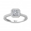 FlyerFit® Platinum Micropave Halo Engagement Ring