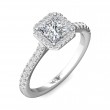 FlyerFit® Platinum Micropave Halo Engagement Ring