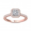 FlyerFit® 18K Pink Gold Micropave Halo Engagement Ring