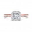 FlyerFit® 14K Pink Gold Shank And White Gold Top Micropave Halo Engagement Ring