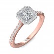 FlyerFit® 14K Pink Gold Shank And White Gold Top Micropave Halo Engagement Ring