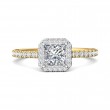 FlyerFit® 14K Yellow and 14K White Gold Micropave Halo Engagement Ring