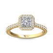 FlyerFit® 14K Yellow Gold Micropave Halo Engagement Ring