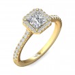 FlyerFit® 14K Yellow Gold Micropave Halo Engagement Ring