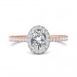 FlyerFit® 14K Pink Gold Shank And White Gold Top Micropave Halo Engagement Ring