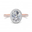 FlyerFit® 14K Pink Gold Shank And White Gold Top Micropave Halo Engagement Ring