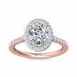 FlyerFit® 14K Pink Gold Shank And White Gold Top Micropave Halo Engagement Ring