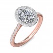 FlyerFit® 14K Pink Gold Shank And White Gold Top Micropave Halo Engagement Ring