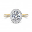 FlyerFit® 18K Yellow Gold Shank And White Gold Top Micropave Halo Engagement Ring