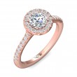 FlyerFit® 18K Pink Gold Micropave Halo Engagement Ring