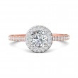 FlyerFit® 18K Pink Gold Shank And White Gold Top Micropave Halo Engagement Ring