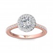 FlyerFit® 18K Pink Gold Shank And White Gold Top Micropave Halo Engagement Ring