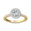 FlyerFit® 18K Yellow Gold Shank And White Gold Top Micropave Halo Engagement Ring